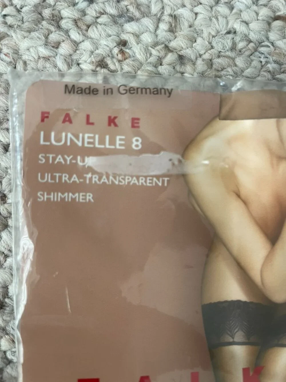 Falke Lunelle 8 Sheer Stay-Up Thigh-Highs Size 2 = 9.5 - 10 Powder Stockings NEW